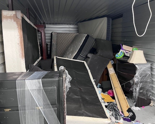 Storage unit cleanout with furniture and mattress removal in Baytown Texas near Houston