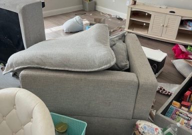 Apartment trash-out cleanout with furniture and debris removal in Galveston Texas near Houston